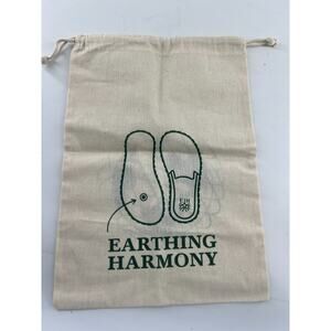 Earthing Harmony Shoe Bag Ivory Cream Green Drawstring New